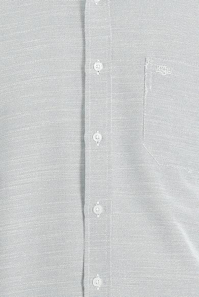Erkek Giyim - SİYAH 3X Beden Kısa Kol Regular Fit Desenli Gömlek