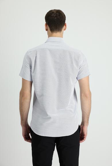 Erkek Giyim - SAKS MAVİ M Beden Kısa Kol Regular Fit Desenli Gömlek