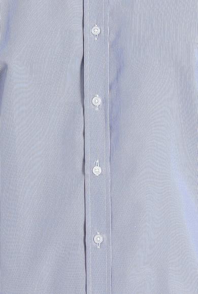 Erkek Giyim - AÇIK MAVİ L Beden Kısa Kol Regular Fit Çizgili Gömlek