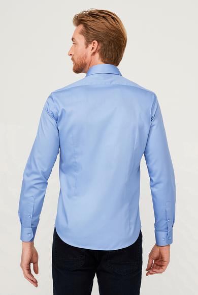 Erkek Giyim - AQUA MAVİSİ M Beden Uzun Kol Slim Fit Non Iron Klasik Gömlek