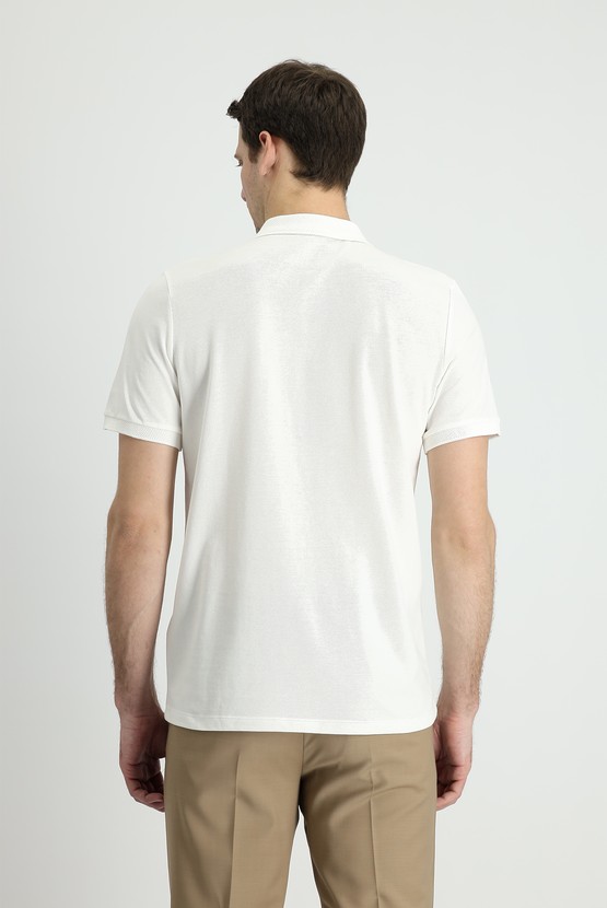 Erkek Giyim - Polo Yaka Slim Fit Nakışlı Tişört