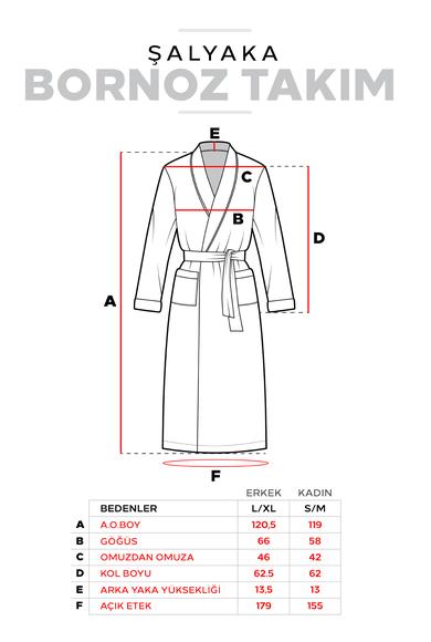 Erkek Giyim - BEYAZ  Beden Kimono Yaka 2'li Bornoz Seti