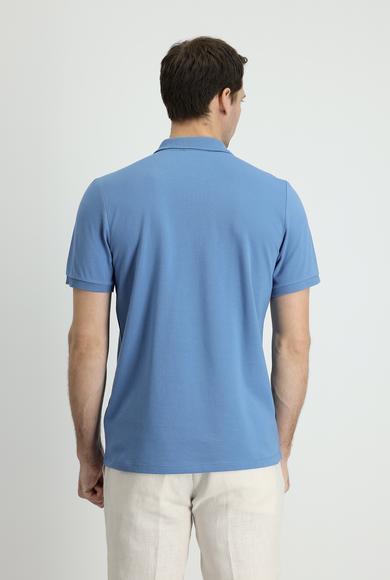 Erkek Giyim - KOYU HAVACI XL Beden Polo Yaka Slim Fit Nakışlı Tişört