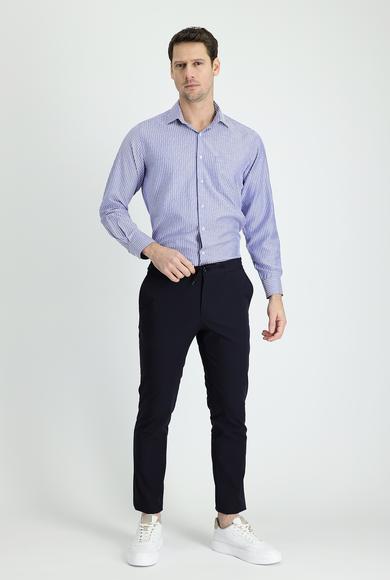Erkek Giyim - KOYU LACİVERT 58 Beden Techno-Line Slim Fit Beli Lastikli İpli Spor Pantolon