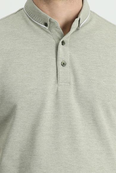 Erkek Giyim - ORTA HAKİ L Beden Polo Yaka Regular Fit Desenli Tişört
