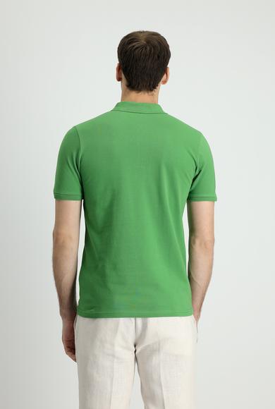 Erkek Giyim - ÇİMEN YEŞİLİ XXL Beden Polo Yaka Slim Fit Baskılı Tişört