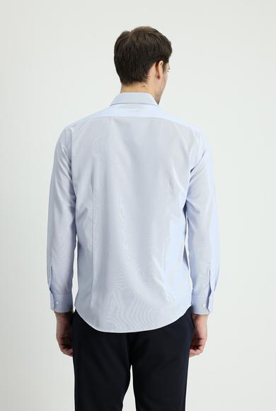 Erkek Giyim - AÇIK MAVİ M Beden Uzun Kol Slim Fit Klasik Çizgili Gömlek