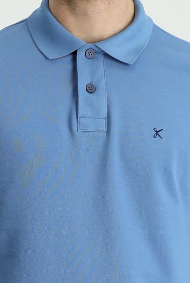 Erkek Giyim - KOYU HAVACI XXL Beden Polo Yaka Regular Fit Nakışlı Tişört