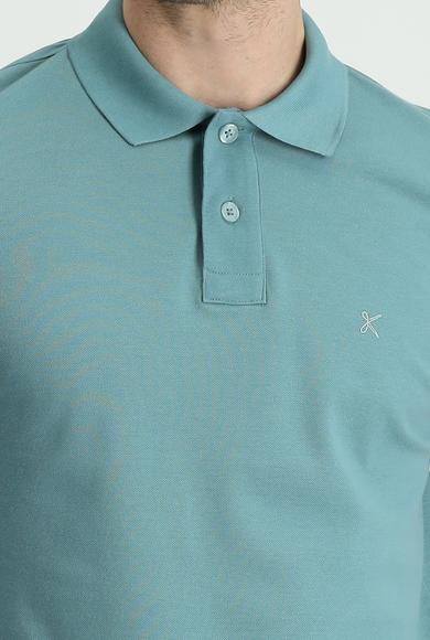 Erkek Giyim - KÜF YEŞİLİ 3X Beden Polo Yaka Regular Fit Nakışlı Tişört