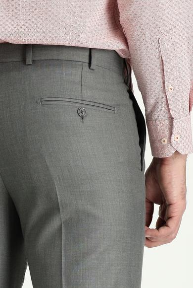 Erkek Giyim - ORTA GRİ MELANJ 46 Beden Slim Fit Klasik Pantolon