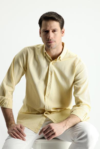 Erkek Giyim - HARDAL 3X Beden Uzun Kol Slim Fit Desenli Gömlek