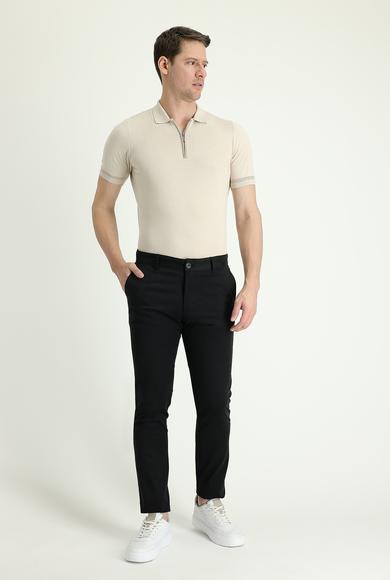 Erkek Giyim - SİYAH 46 Beden Slim Fit Kanvas / Chino Pantolon