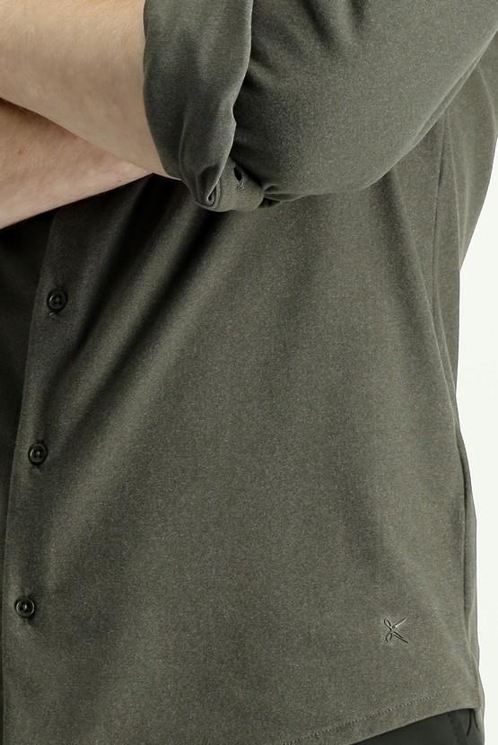 Erkek Giyim - Techno-Line Uzun Kol Slim Fit Spor Örme Gömlek