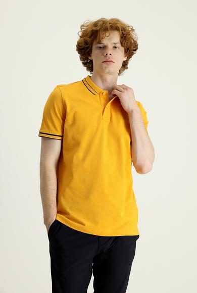 Erkek Giyim - AÇIK TURUNCU 3X Beden Polo Yaka Slim Fit Tişört