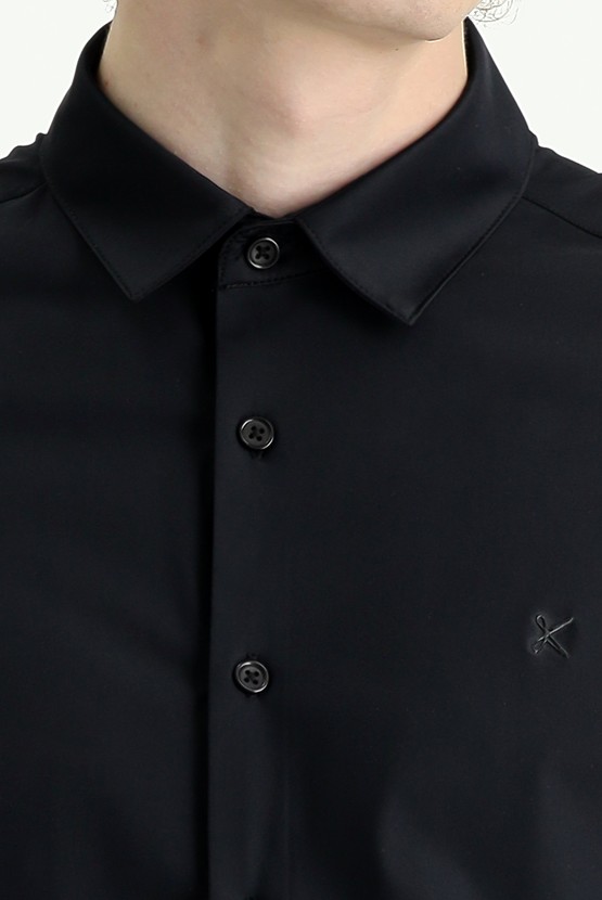 Erkek Giyim - Techno-Line Uzun Kol Slim Fit Örme Gömlek