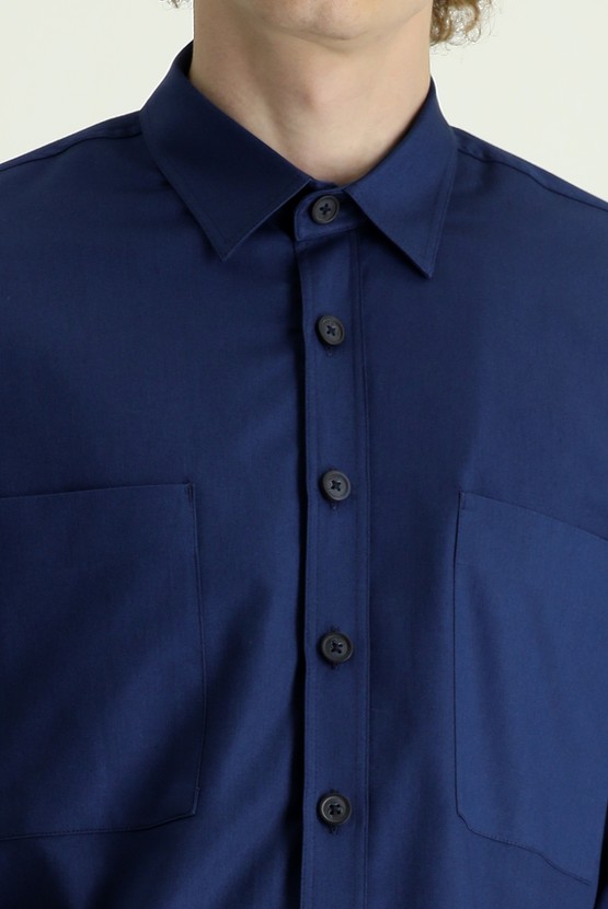 Erkek Giyim - Uzun Kol Cepli Oversize Gömlek