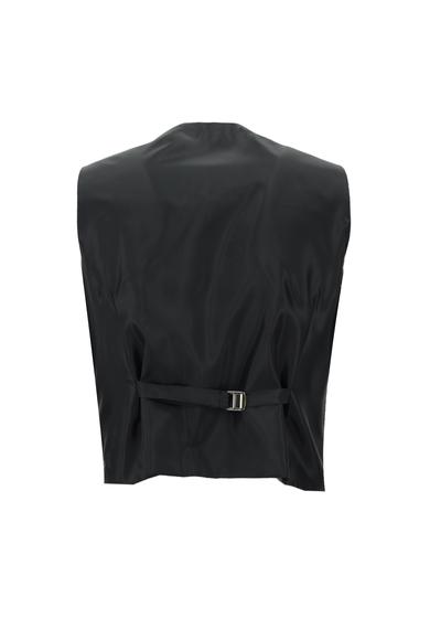 Erkek Giyim - SİYAH 44 Beden Süper Slim Fit Klasik Kareli Yelekli Takım Elbise