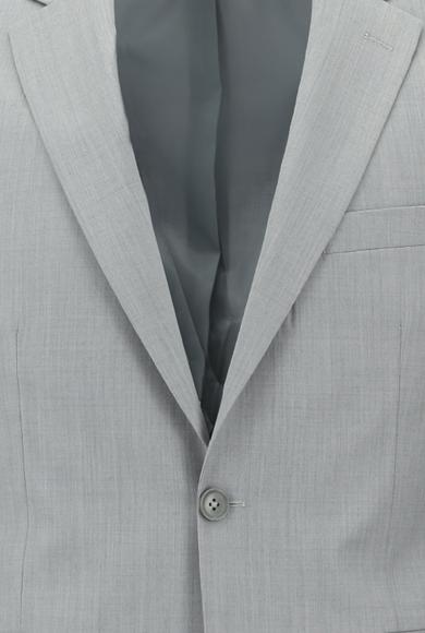 Erkek Giyim - AÇIK GRİ 48 Beden Slim Fit Klasik Yün Takım Elbise