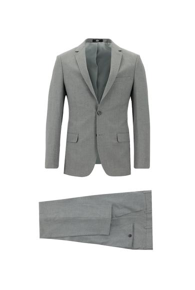 Erkek Giyim - ORTA FÜME 56 Beden Süper Slim Fit Klasik Takım Elbise
