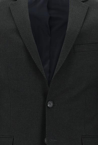 Erkek Giyim - KOYU ANTRASİT 46 Beden Süper Slim Fit Klasik Takım Elbise
