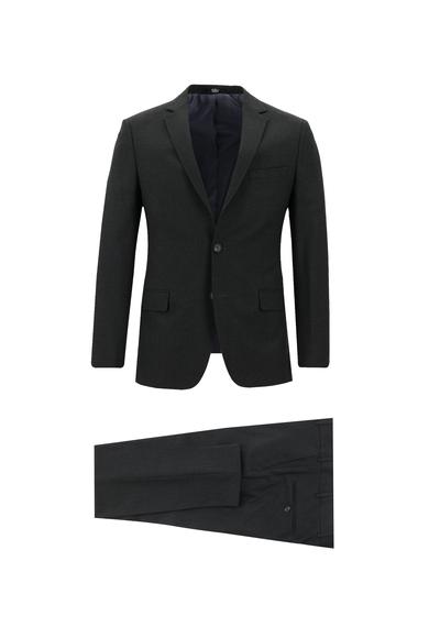 Erkek Giyim - KOYU ANTRASİT 46 Beden Süper Slim Fit Klasik Takım Elbise