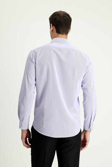 Erkek Giyim - LİLA M Beden Uzun Kol Slim Fit Klasik Çizgili Gömlek