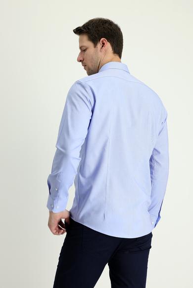 Erkek Giyim - MAVİ M Beden Uzun Kol Slim Fit Oxford Gömlek