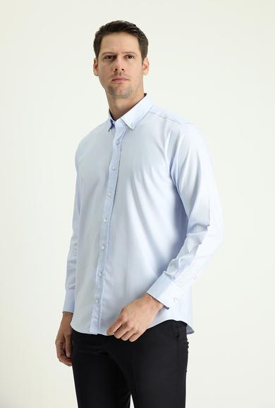 Erkek Giyim - UÇUK MAVİ 3X Beden Uzun Kol Regular Fit Oxford Gömlek