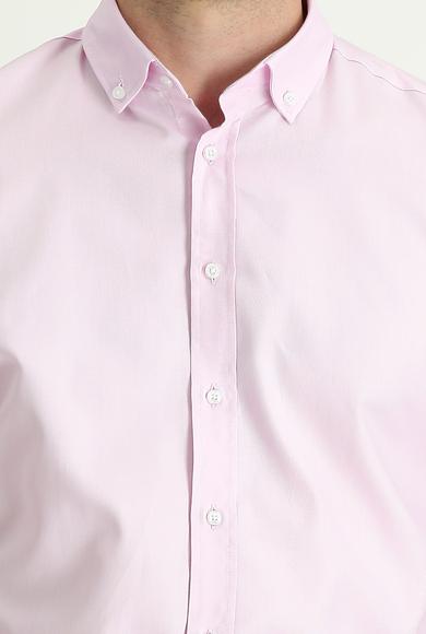 Erkek Giyim - TOZ PEMBE XL Beden Uzun Kol Regular Fit Oxford Gömlek
