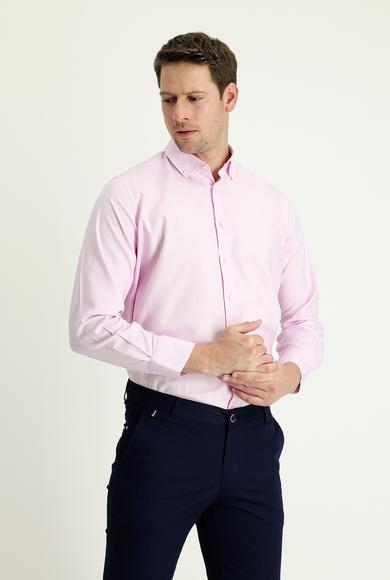 Erkek Giyim - TOZ PEMBE XL Beden Uzun Kol Regular Fit Oxford Gömlek