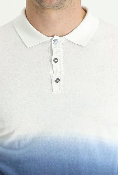 Erkek Giyim - SİYAH LACİVERT L Beden Polo Yaka Regular Fit Desenli Tişört