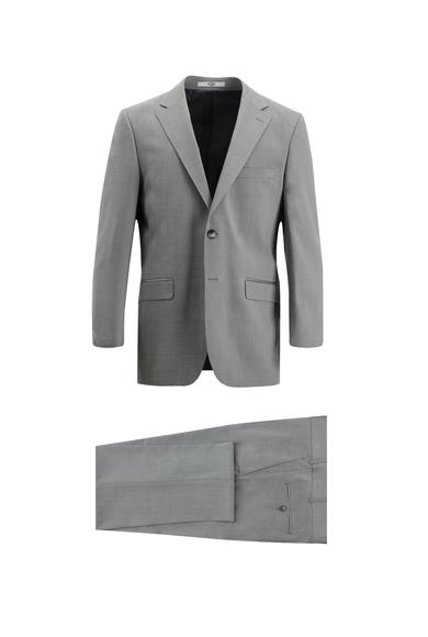 Erkek Giyim - ORTA GRİ 52 Beden Yünlü Klasik Takım Elbise