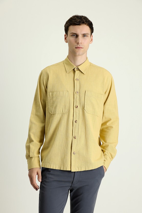 Erkek Giyim - Uzun Kol Regular Fit Cepli Spor Gömlek