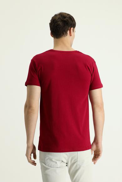 Erkek Giyim - BORDO S Beden V Yaka Regular Fit Süprem Tişört