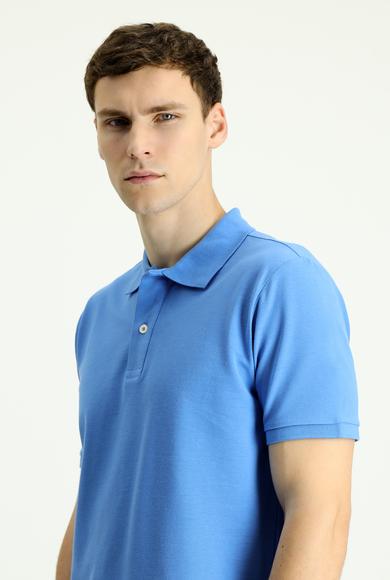 Erkek Giyim - KOYU MAVİ 3X Beden Polo Yaka Regular Fit Nakışlı Tişört