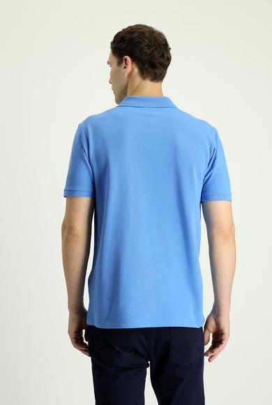 Erkek Giyim - KOYU MAVİ 3X Beden Polo Yaka Regular Fit Nakışlı Tişört