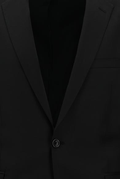 Erkek Giyim - SİYAH 48 Beden Süper Slim Fit Klasik Yün Takım Elbise