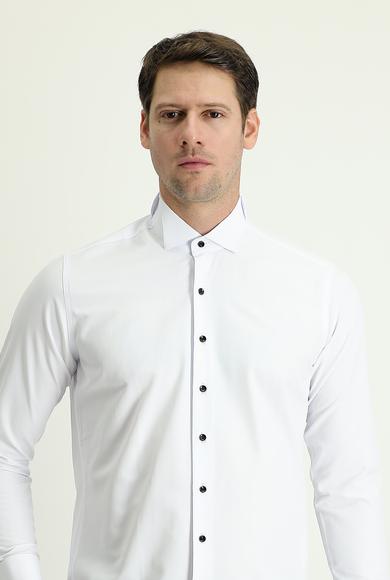 Erkek Giyim - BEYAZ L Beden Ata Yaka Slim Fit Gömlek