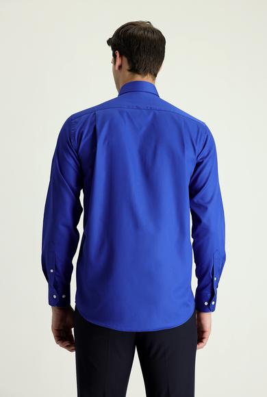 Erkek Giyim - SAKS MAVİ 4X Beden Uzun Kol Non Iron Klasik Gömlek