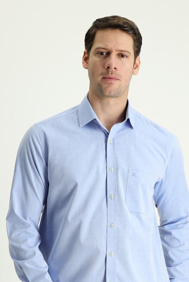 Erkek Giyim - AÇIK MAVİ 3X Beden Uzun Kol Regular Fit Gömlek