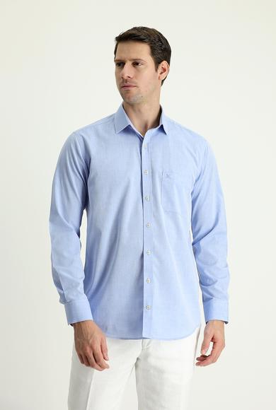 Erkek Giyim - AÇIK MAVİ 3X Beden Uzun Kol Regular Fit Gömlek