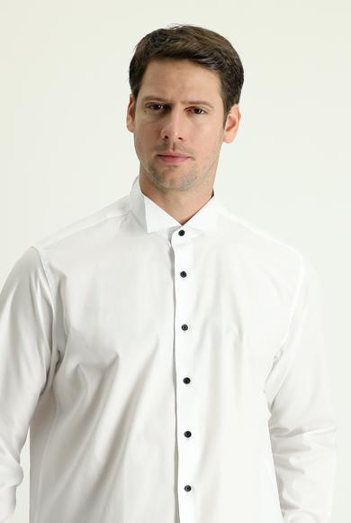 Erkek Giyim - BEYAZ 3X Beden Ata Yaka Klasik Gömlek