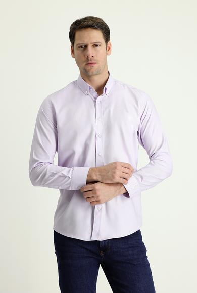 Erkek Giyim - LİLA L Beden Uzun Kol Slim Fit Oxford Gömlek