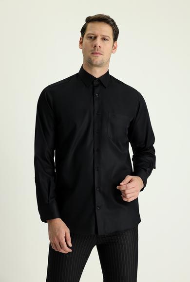 Erkek Giyim - SİYAH M Beden Uzun Kol Non Iron Klasik Gömlek