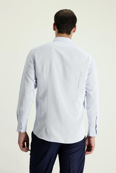 Erkek Giyim - UÇUK MAVİ S Beden Uzun Kol Slim Fit Desenli Spor Gömlek