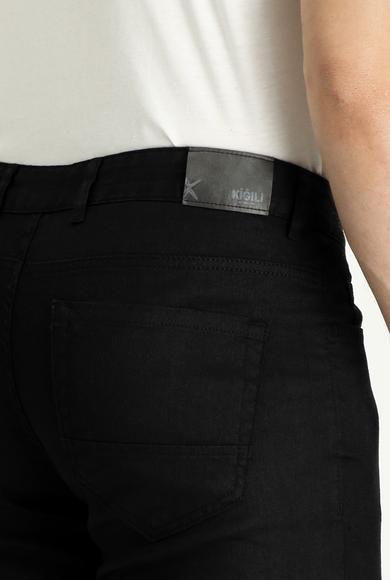 Erkek Giyim - SİYAH 58 Beden Regular Fit Keten Kanvas / Chino Pantolon