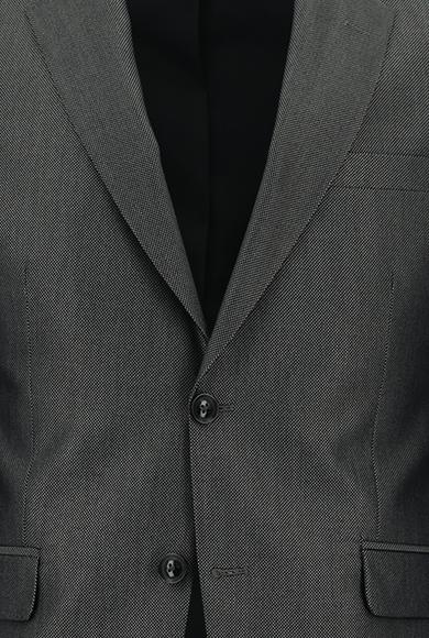 Erkek Giyim - ORTA FÜME 50 Beden Slim Fit Klasik Desenli Takım Elbise