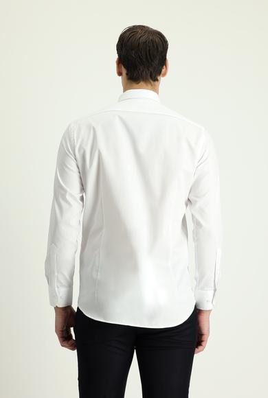 Erkek Giyim - BEYAZ L Beden Uzun Kol Slim Fit Non Iron Gömlek