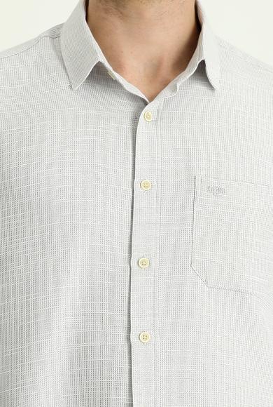 Erkek Giyim - AÇIK BEJ XXL Beden Uzun Kol Regular Fit Desenli Gömlek