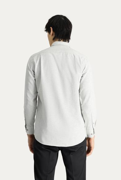 Erkek Giyim - KREM XL Beden Uzun Kol Regular Fit Oduncu Gömlek